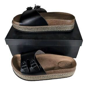 No Boundaries Sandals Womens 10 Contoured Platform Footbed Black Buckle Summer